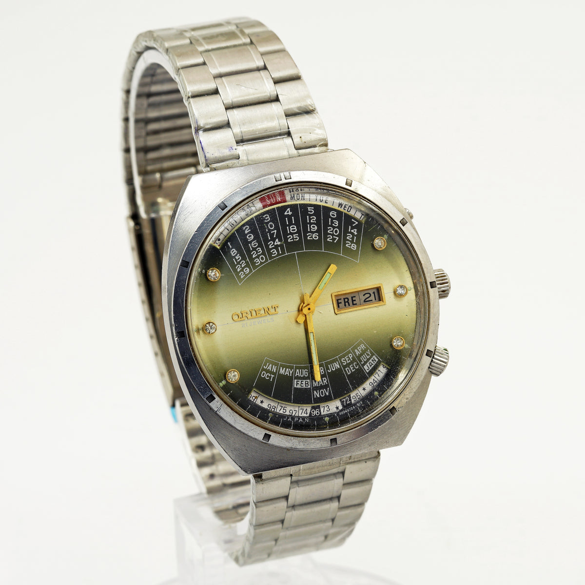 Vintage Orient College Multi-Year Calendar Automatic Green Dial Steel wristwatch